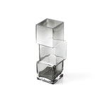 Vase décoratif en verre recyclé gris fumé à motif cubique empilé translucide H30 cm
