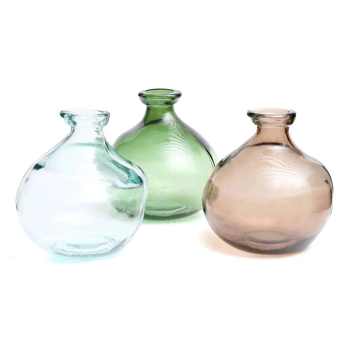 Vase décoratif en verre recyclé vert 18 cm organique
