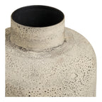 Vase haut en métal effet béton beige grège, col étroit, H78 cm