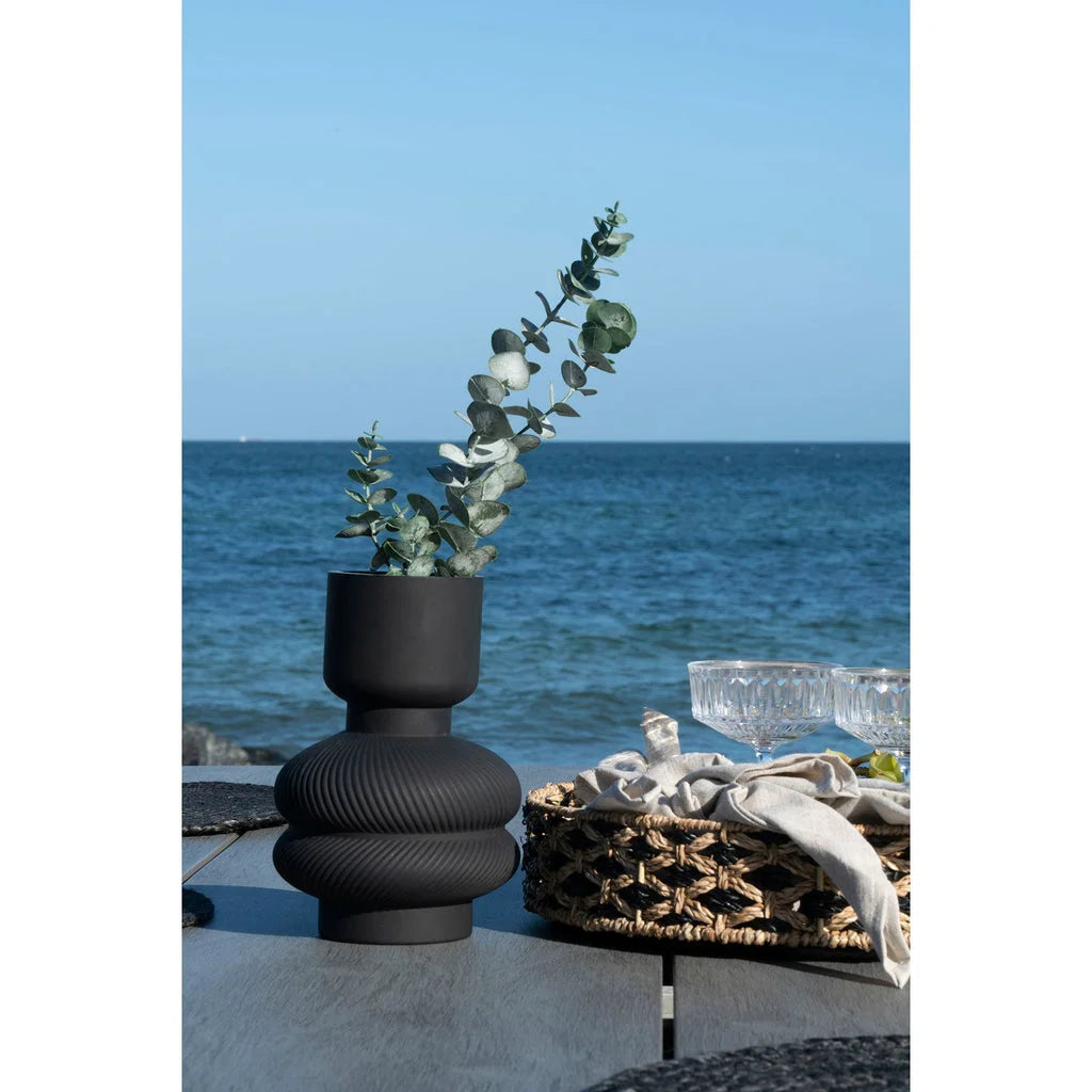 Vase organique noir de 22 cm avec eucalyptus pour décoration moderne et élégante