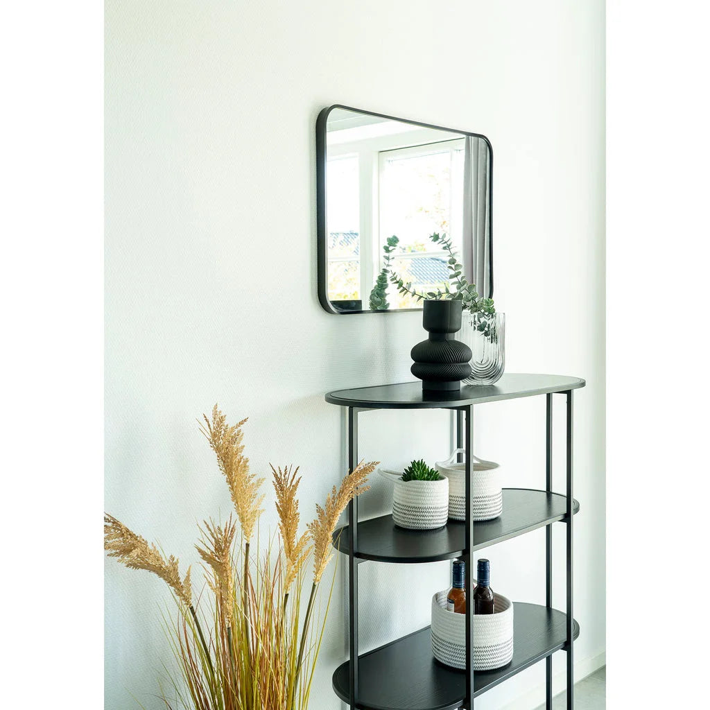 Console noire en métal à trois niveaux pour le Vase organique noir H22 cm