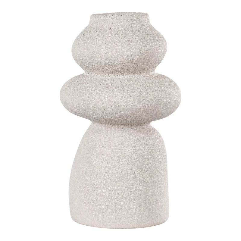 Vase rond en grès beige Ø14,5x26,5 cm décoration intérieur