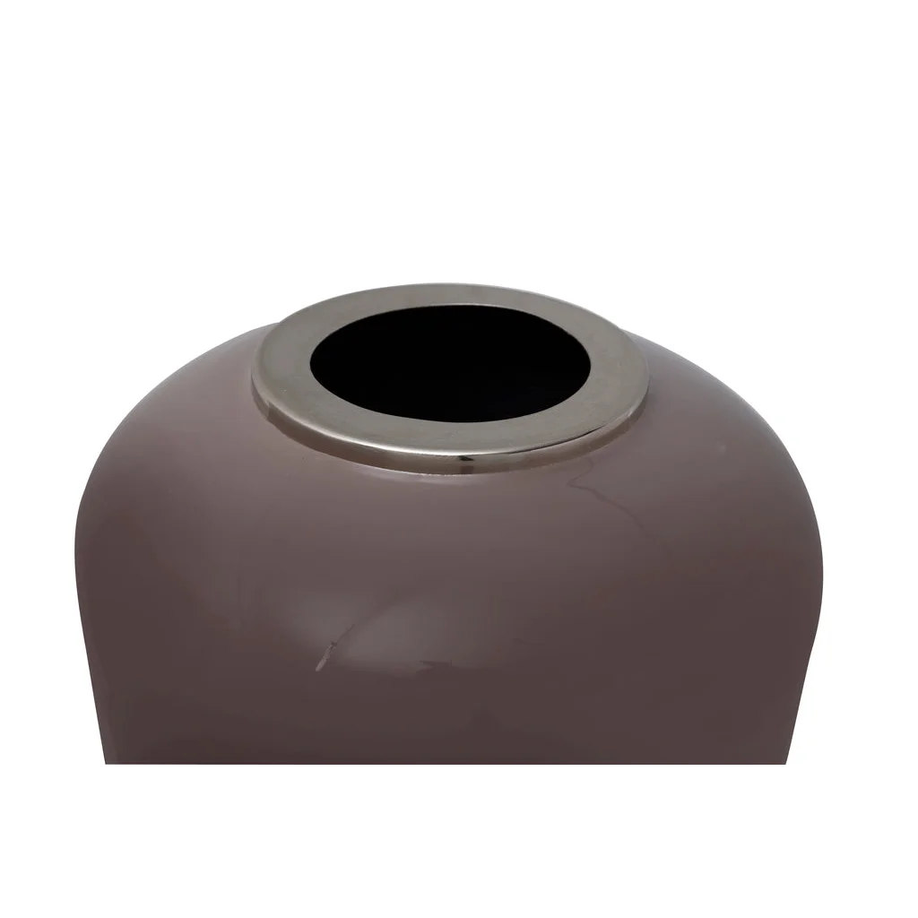 Vase en céramique violet avec bord en métal pour Bodenvase Art Deco 190 Grau Silber