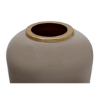 Vase Art Deco 250 Taupe / Gold, vase en céramique taupe avec ouverture à bordure dorée