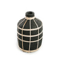 Vase en terre cuite et rotin noir naturel H23 cm
