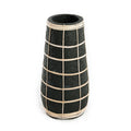 Vase en terre cuite et rotin noir naturel H31 cm