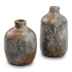 Vase en terre cuite texturée gris antique pour fleurs séchées – H19 cm
