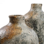 Vase en terre cuite texturée gris antique pour fleurs séchées – H19 cm