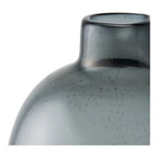 Vase en verre fumé gris effet bulles col court H35 cm élégant