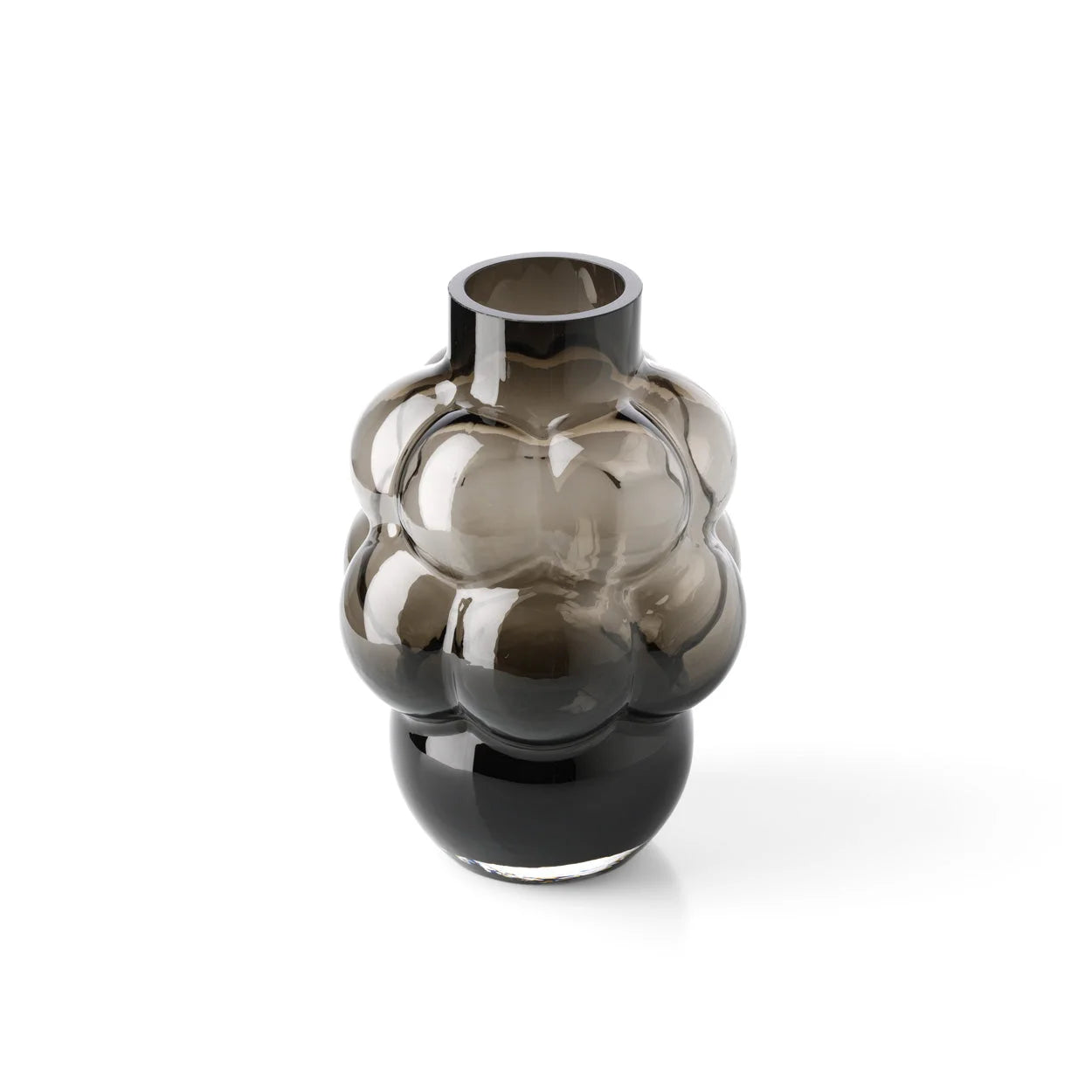 Vase en verre recyclé gris fumé forme bulle sculptée H25 cm