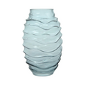 Vase en verre bleu clair avec surface ondulée et texturée Glasvase Sidney 300 Blau