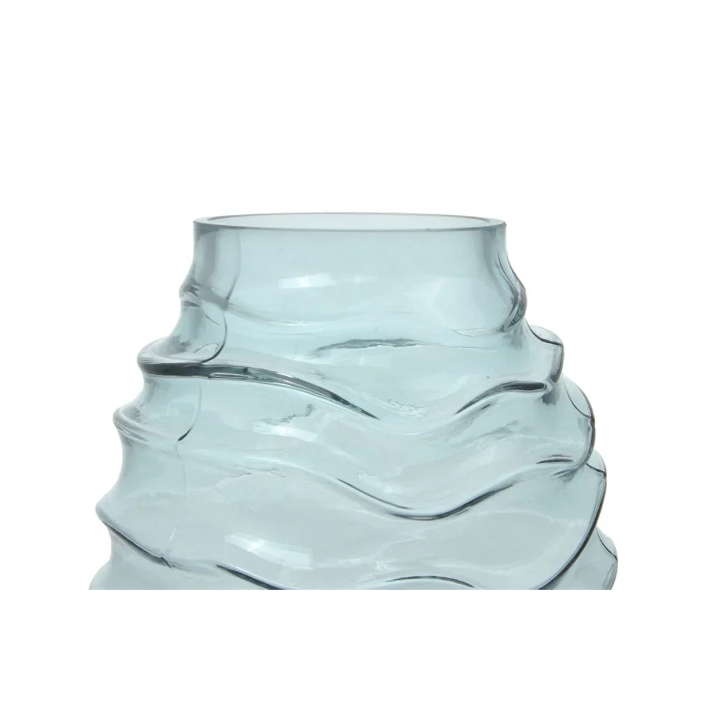 Vase en verre translucide bleu clair avec texture ondulée pour Glasvase Sidney 300 Blau