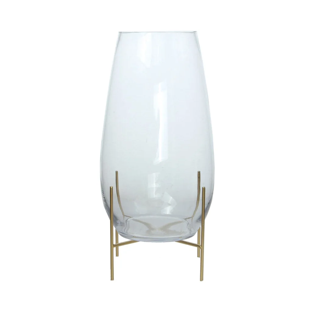 Vase en verre clair avec support en métal doré pour Glasvase Saigon 300 Klar