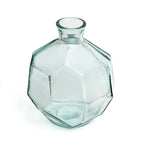 Vase en verre transparent forme géométrique bleue – H18 cm