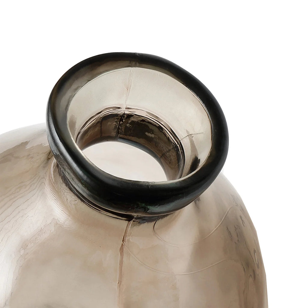 Vase en verre transparent gris silhouette ondulée – H73 cm