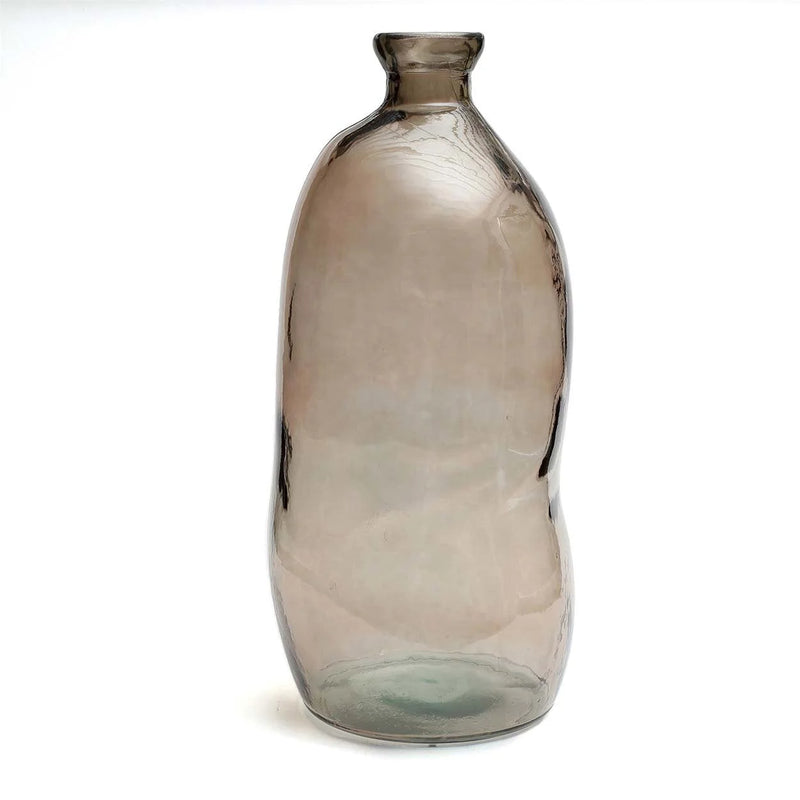 Vase en verre transparent gris silhouette ondulée – H73 cm