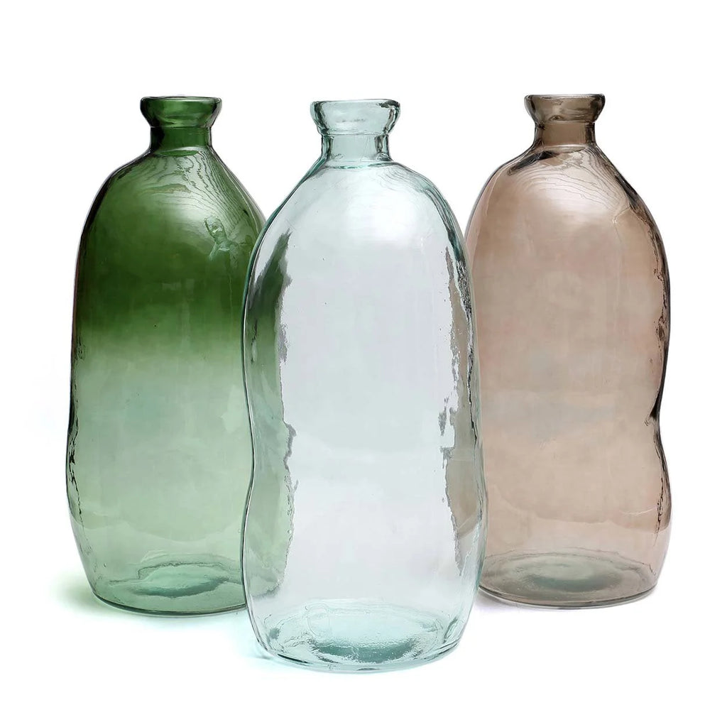 Vase en verre transparent ondulé bleu moderne – H73 cm