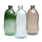 Vase en verre transparent ondulé bleu moderne – H73 cm