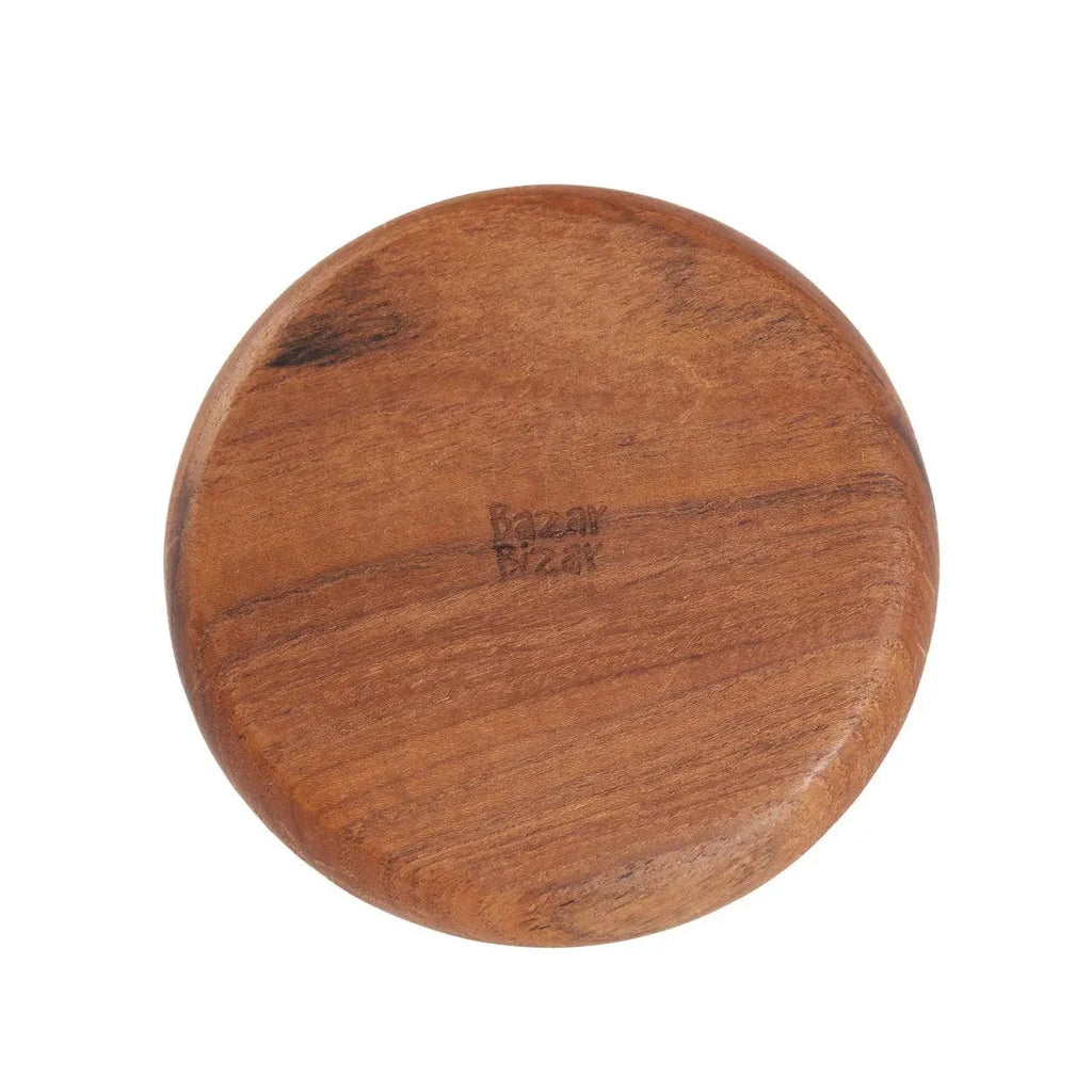 Sous-verre rond en bois de teck finition naturelle