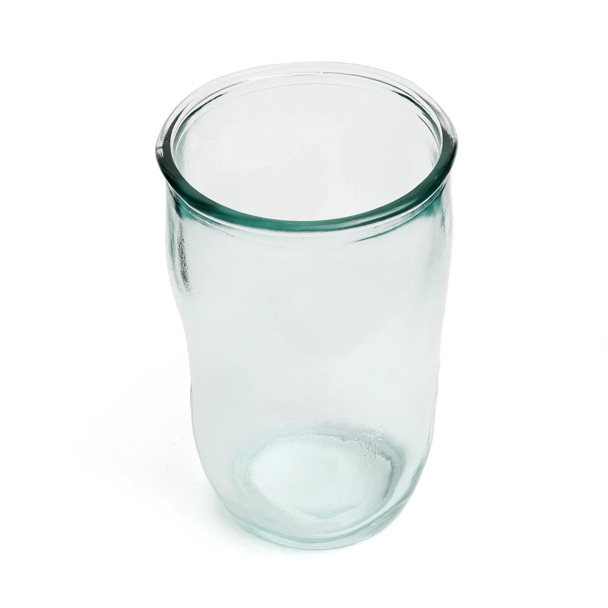 Verre cylindrique en verre recyclé transparent bleu – H13 cm