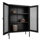 Vitrine en métal noir ajouré à portes grillagées 80x40 cm