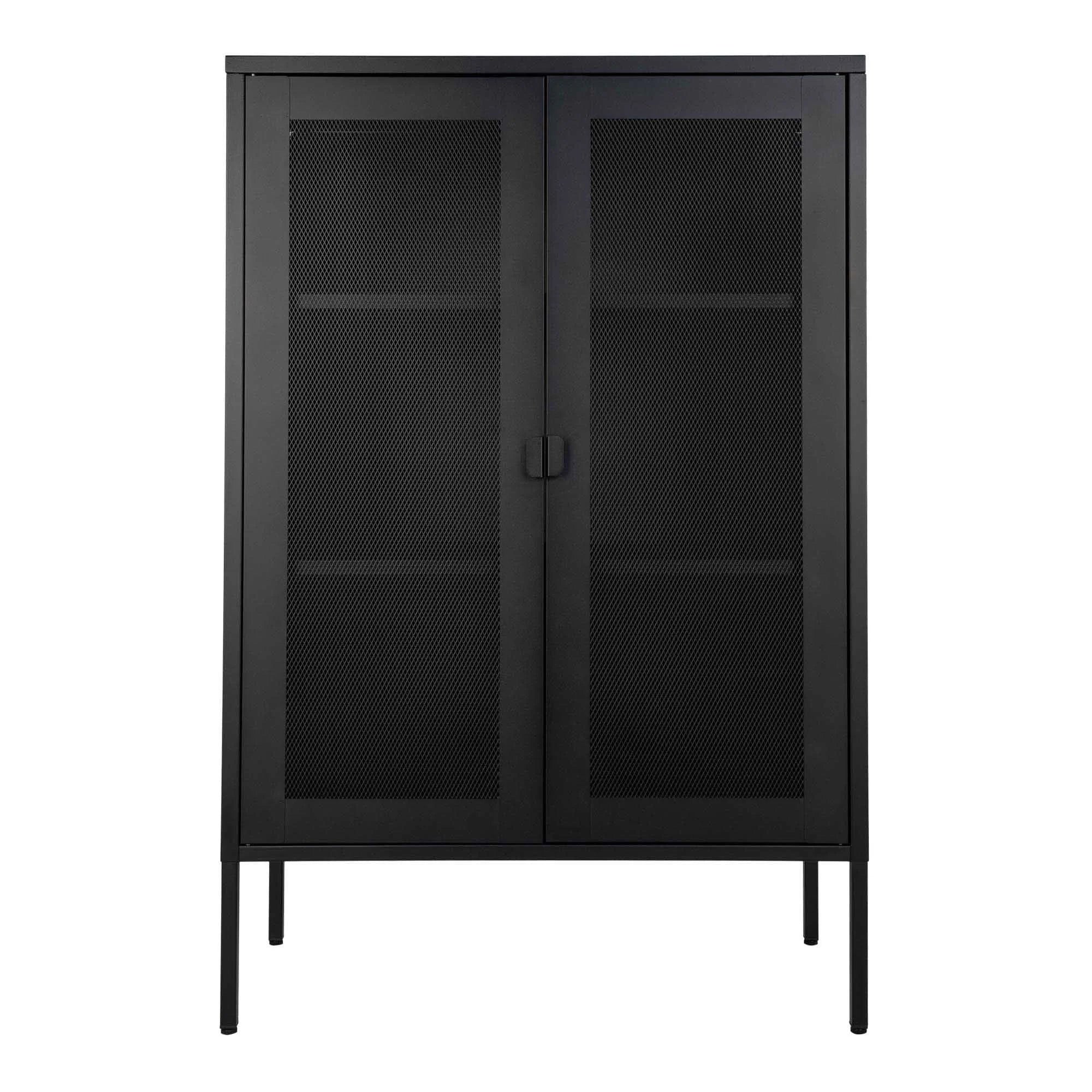 Vitrine en métal noir ajouré à portes grillagées 80x40 cm