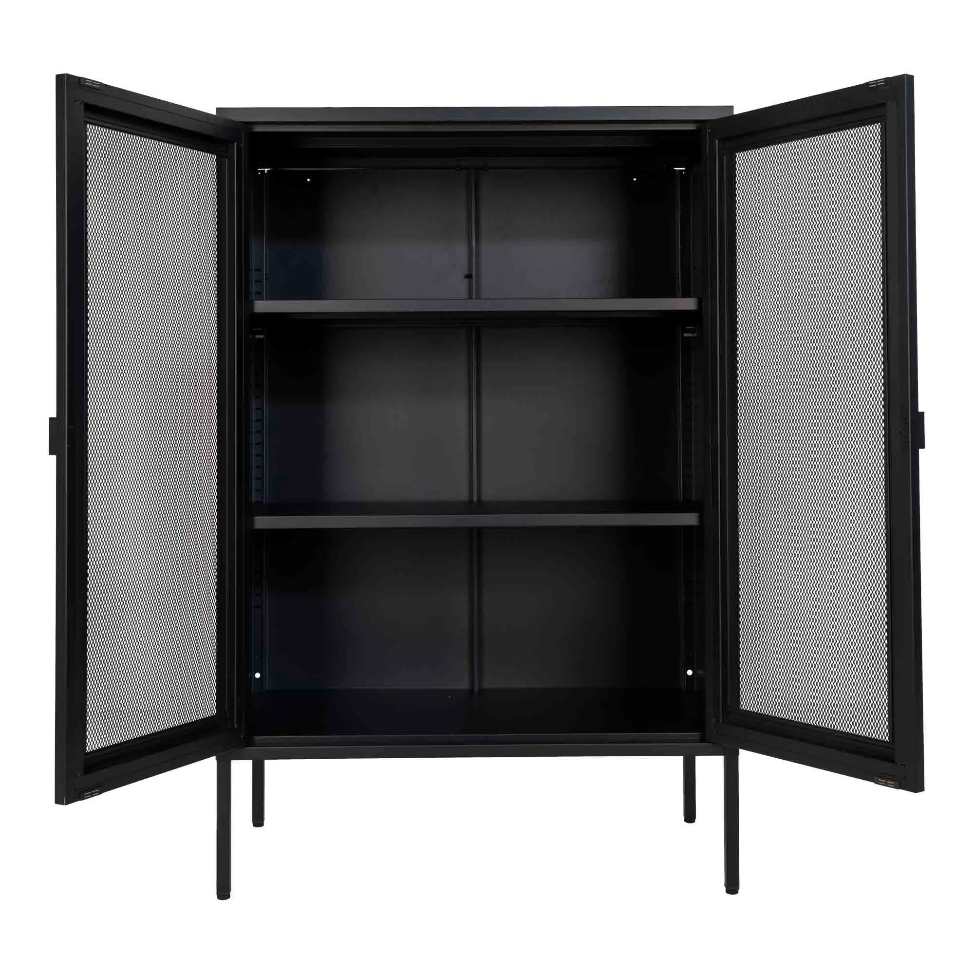 Vitrine en métal noir ajouré à portes grillagées 80x40 cm