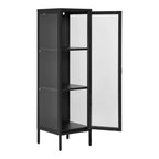 Vitrine en métal noir porte vitrée colonne 40x35x140 cm
