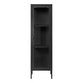 Vitrine en métal noir porte vitrée colonne 40x35x140 cm