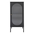 Vitrine en métal noir avec porte vitrée arche cannelée 50x35 cm
